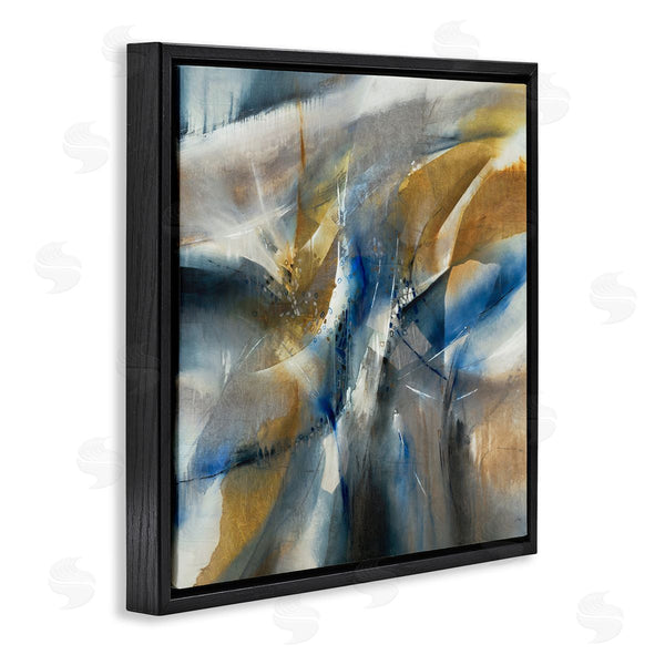 Stupell Industries K. Nari | Abstract Blue Grey Yellow Distortion Busy Shape Arrangement Wall Art