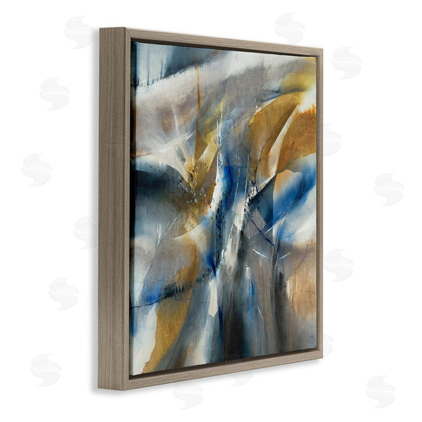 Stupell Industries K. Nari | Abstract Blue Grey Yellow Distortion Busy Shape Arrangement Wall Art