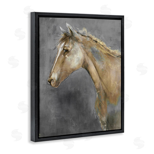 Stupell Industries K. Nari | Classic Brown Horse On Gray Paintbrush Stroke Pattern Wall Art