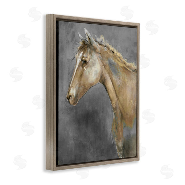 Stupell Industries K. Nari | Classic Brown Horse On Gray Paintbrush Stroke Pattern Wall Art