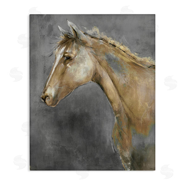 stupell industries K. Nari | Classic Brown Horse on Gray Paintbrush Stroke Pattern Wall Art