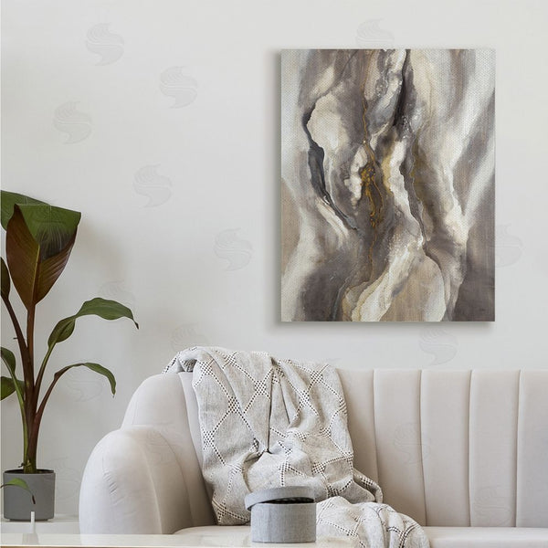 Stupell Industries K. Nari | Flowing Cloudy Grey Abstraction Dark Shadows Yellow Highlights Wall Art