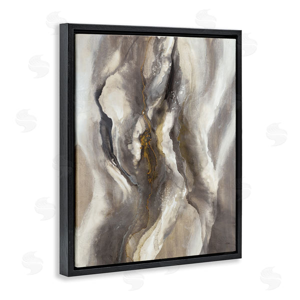 Stupell Industries K. Nari | Flowing Cloudy Grey Abstraction Dark Shadows Yellow Highlights Wall Art
