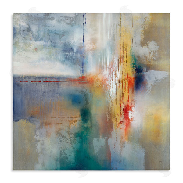 stupell industries K. Nari | Messy Paint Abstraction Blue Grey Brush Strokes Wall Art