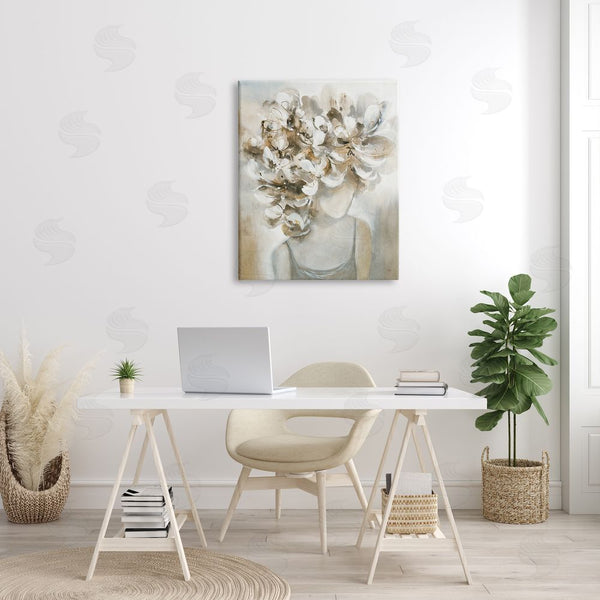 Stupell Industries K. Nari | Muted Female Portrait Abstract Floral Petal Hair Wall Art