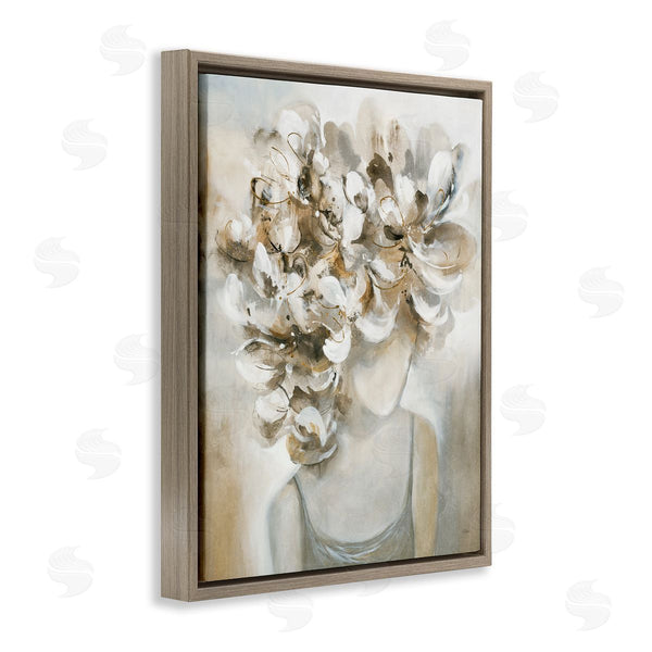 Stupell Industries K. Nari | Muted Female Portrait Abstract Floral Petal Hair Wall Art