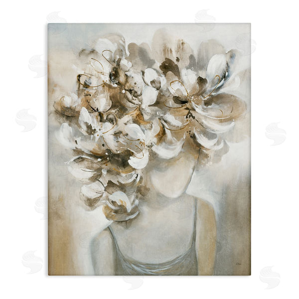 stupell industries K. Nari | Muted Female Portrait Abstract Floral Petal Hair Wall Art