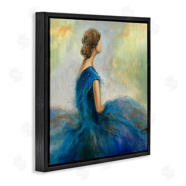 Stupell Industries K. Nari | Woman Billowing Blue Dress Classic Figure Painting Wall Art