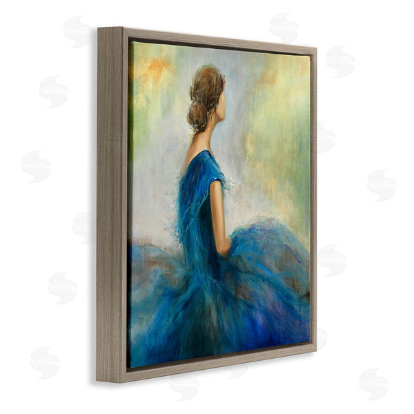 Stupell Industries K. Nari | Woman Billowing Blue Dress Classic Figure Painting Wall Art