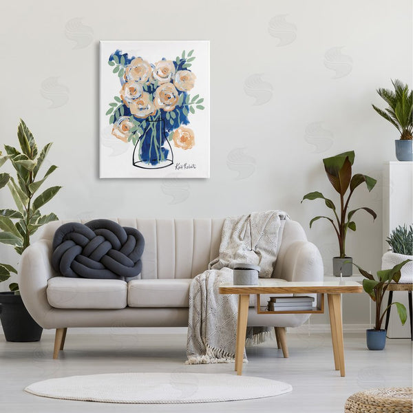 Stupell Industries Kait Roberts | Abstract Flower Swirls Pink Roses Line Art Vase Wall Art