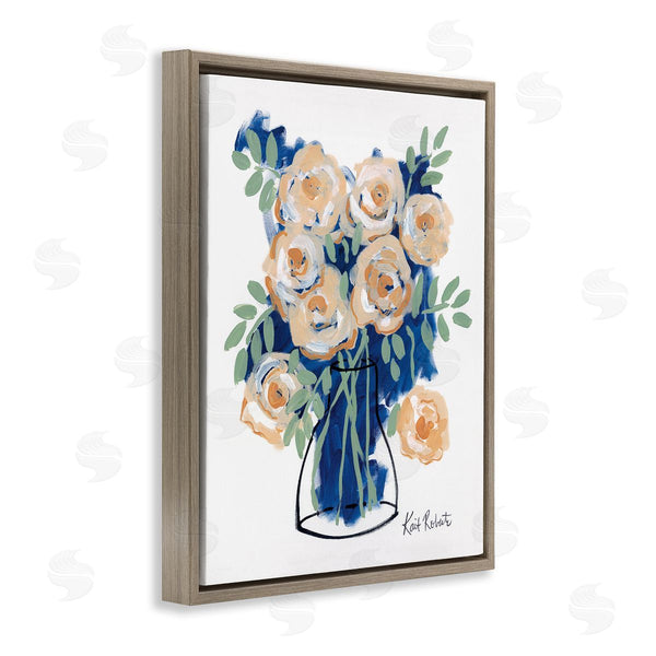 Stupell Industries Kait Roberts | Abstract Flower Swirls Pink Roses Line Art Vase Wall Art