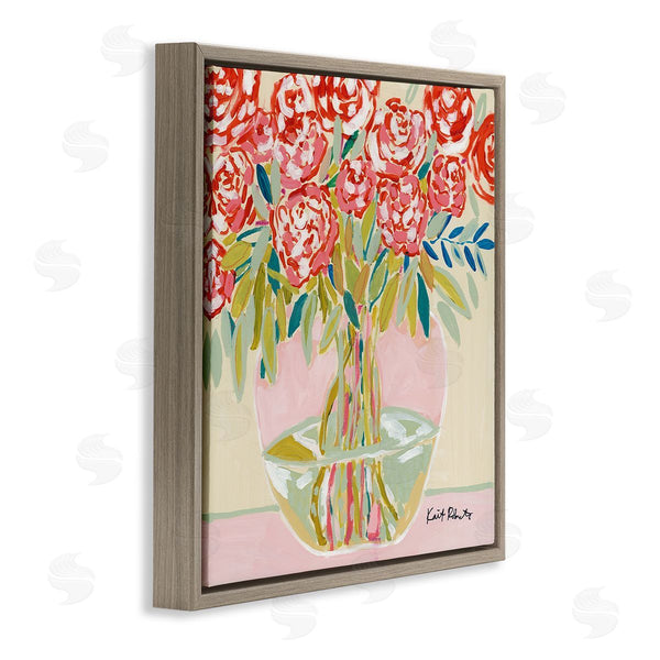 Stupell Industries Kait Roberts | Abstract Red Pastel Floral Bouquet
