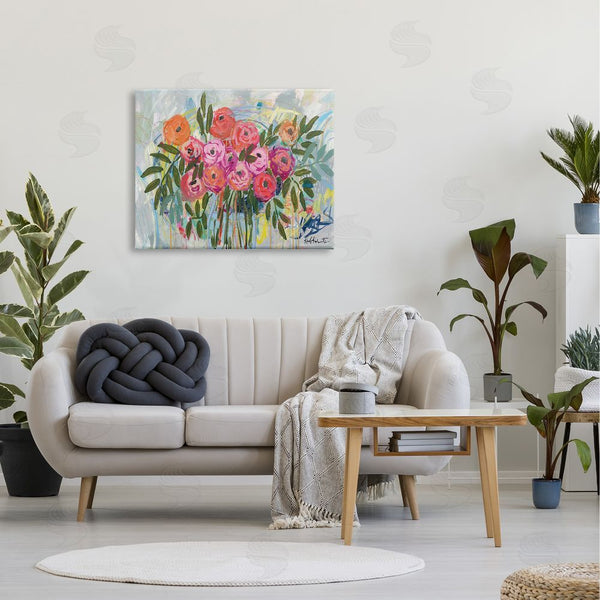 Stupell Industries Kait Roberts | Abstract Rotary Spring Flower Roses Shabby Chic Painting Wall Art