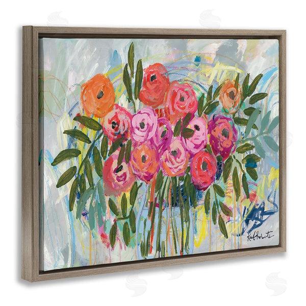 Stupell Industries Kait Roberts | Abstract Rotary Spring Flower Roses Shabby Chic Painting Wall Art