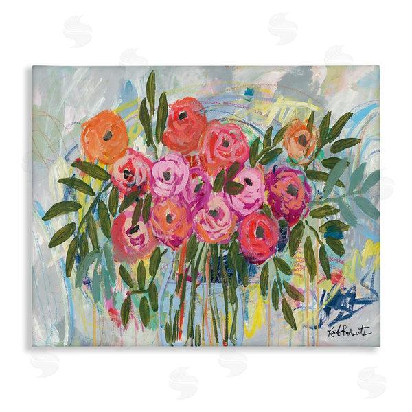 stupell industries Kait Roberts | Abstract Rotary Spring Flower Roses Shabby Chic Painting Wall Art