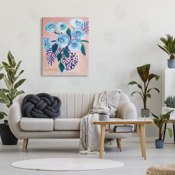 Stupell Industries Kait Roberts | Light Turquoise Eyed Poppies Traditional Abstract Flower Painting Wall Art