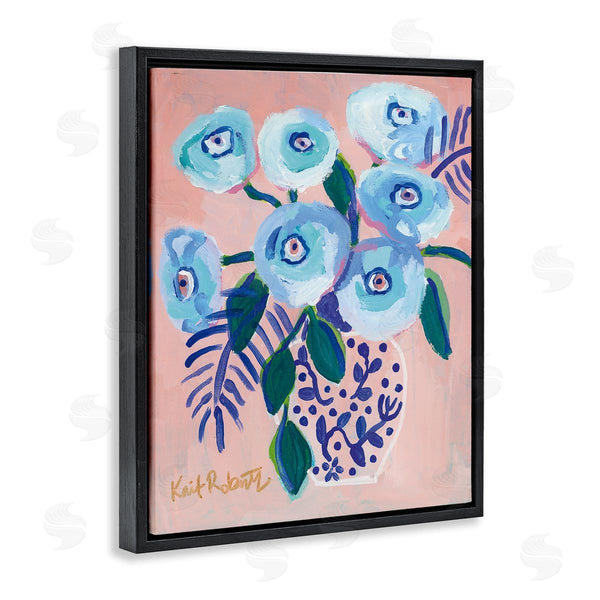 Stupell Industries Kait Roberts | Light Turquoise Eyed Poppies Traditional Abstract Flower Painting Wall Art