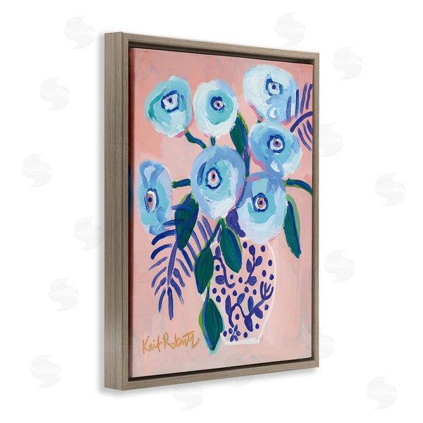 Stupell Industries Kait Roberts | Light Turquoise Eyed Poppies Traditional Abstract Flower Painting Wall Art
