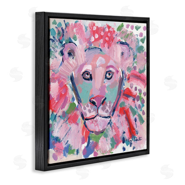 Stupell Industries Kait Roberts | Lion Portrait Pink Abstract