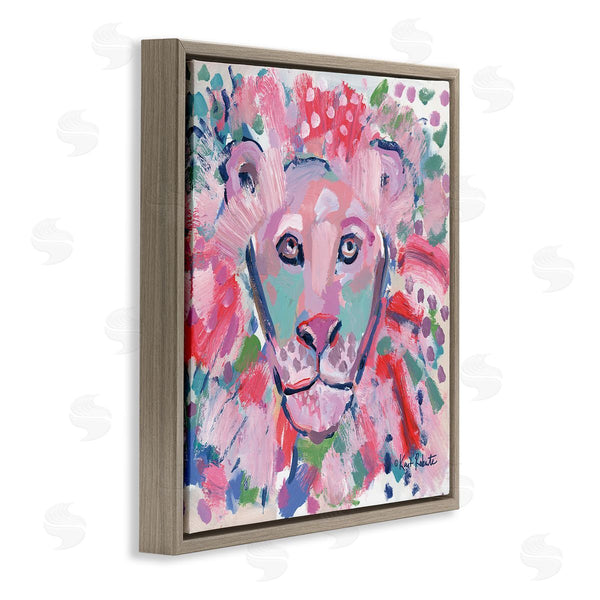 Stupell Industries Kait Roberts | Lion Portrait Pink Abstract