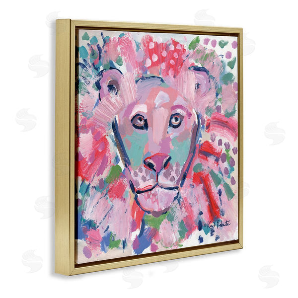 Stupell Industries Kait Roberts | Lion Portrait Pink Abstract