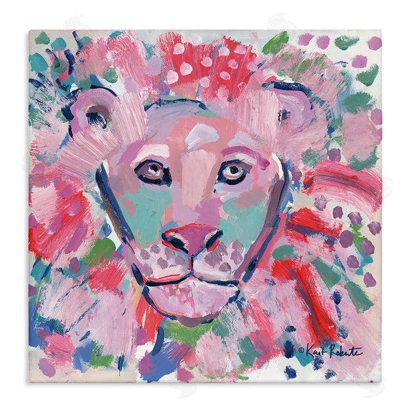 stupell industries Kait Roberts | Lion Portrait Pink Abstract