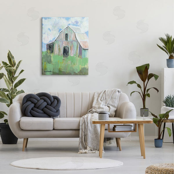 Stupell Industries Kait Roberts | Rural Barn Tall Grass Countryside Impressionistic Painting Wall Art