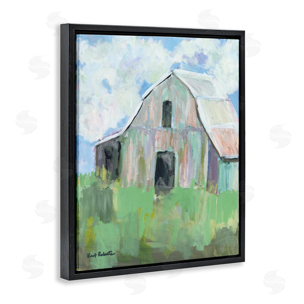 Stupell Industries Kait Roberts | Rural Barn Tall Grass Countryside Impressionistic Painting Wall Art