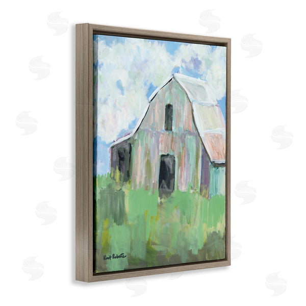 Stupell Industries Kait Roberts | Rural Barn Tall Grass Countryside Impressionistic Painting Wall Art