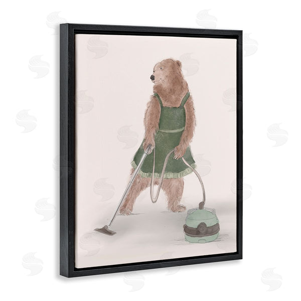 Stupell Industries Kamdon Kreations | Bear Vacuuming In Apron Wall Art