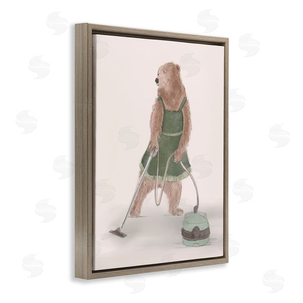 Stupell Industries Kamdon Kreations | Bear Vacuuming In Apron Wall Art