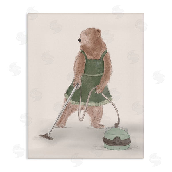 stupell industries Kamdon Kreations | Bear Vacuuming in Apron Wall Art