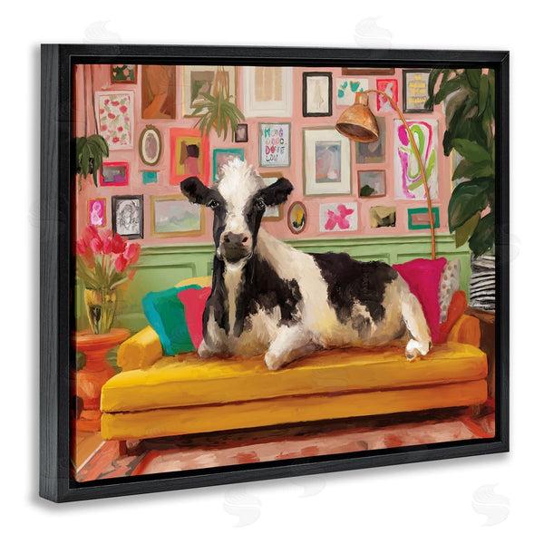Stupell Industries Kamdon Kreations | Cow In Whimsical Maximalist House Wall Art