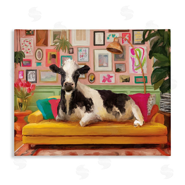 stupell industries Kamdon Kreations | Cow in Whimsical Maximalist House Wall Art