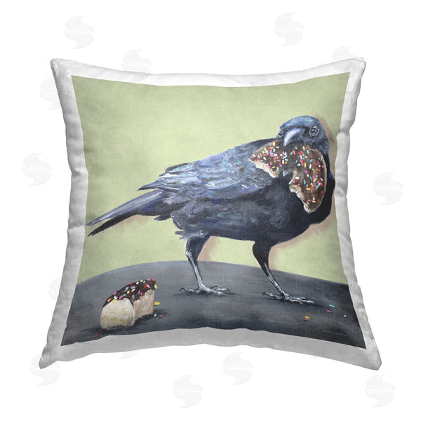 stupell industries Kamdon Kreations | Crow with Donut Printed Throw Pillow