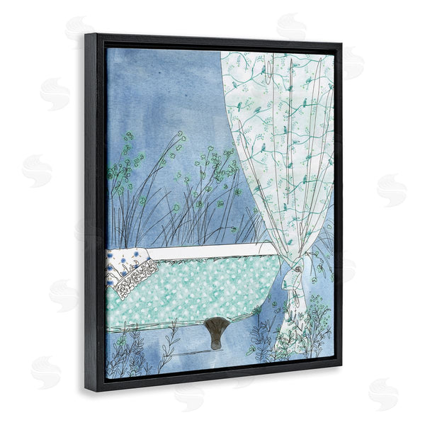 Stupell Industries Kamdon Kreations | Delicate Bathroom Claw Tub Curtain Floral Blossom Wall Art