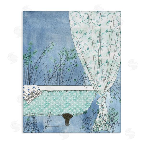 stupell industries Kamdon Kreations | Delicate Bathroom Claw Tub Curtain Floral Blossom Wall Art