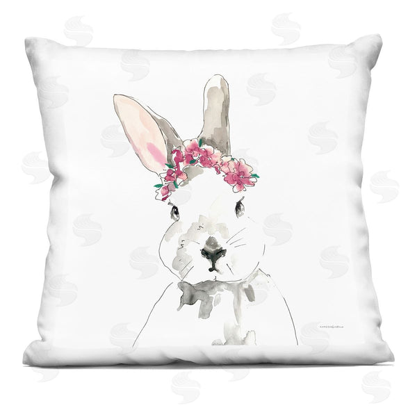 stupell industries Kamdon Kreations | Floral Crown Rabbit Bunny Printed Throw Pillow