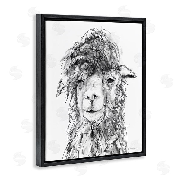 Stupell Industries Kamdon Kreations | Fluffy Hair Alpaca Llama Smiling Scribble Lines Wall Art