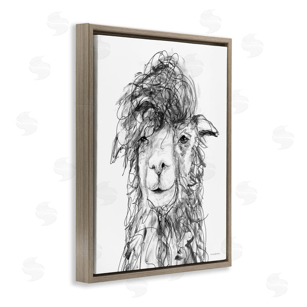 Stupell Industries Kamdon Kreations | Fluffy Hair Alpaca Llama Smiling Scribble Lines Wall Art
