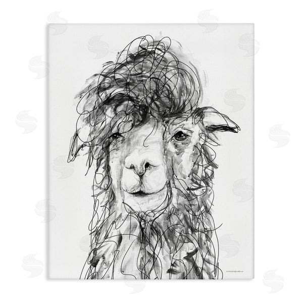 stupell industries Kamdon Kreations | Fluffy Hair Alpaca Llama Smiling Scribble Lines Wall Art