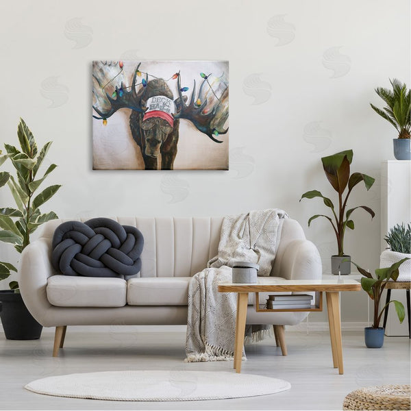 Stupell Industries Kamdon Kreations | Holiday Lights Moose Antlers Deck The Halls Hat Wall Art