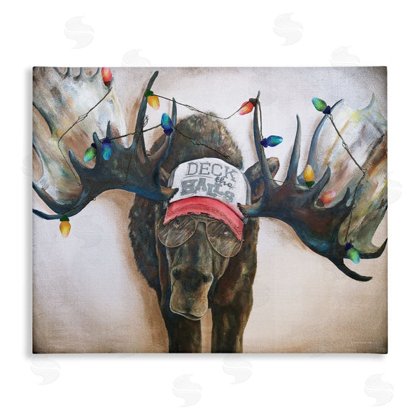 stupell industries Kamdon Kreations | Holiday Lights Moose Antlers Deck The Halls Hat Wall Art