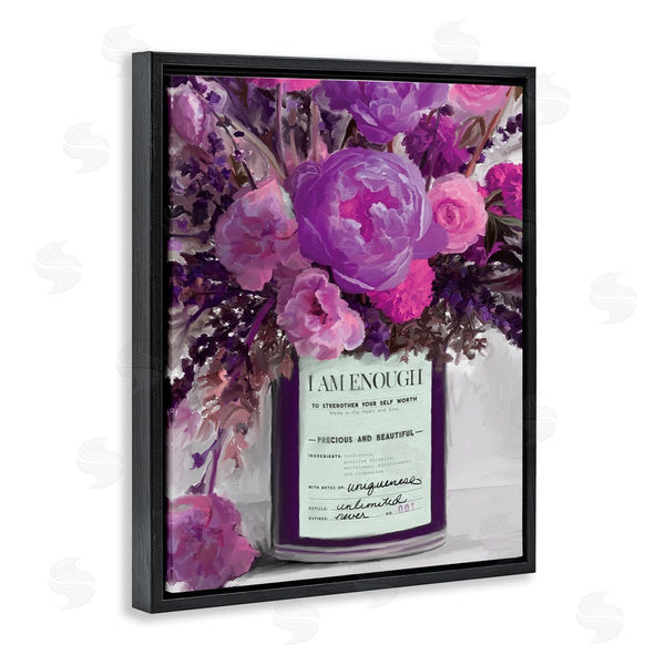 Stupell Industries Kamdon Kreations | I Am Enough Inspirational Phrase Purple Pink Flowers Wall Art
