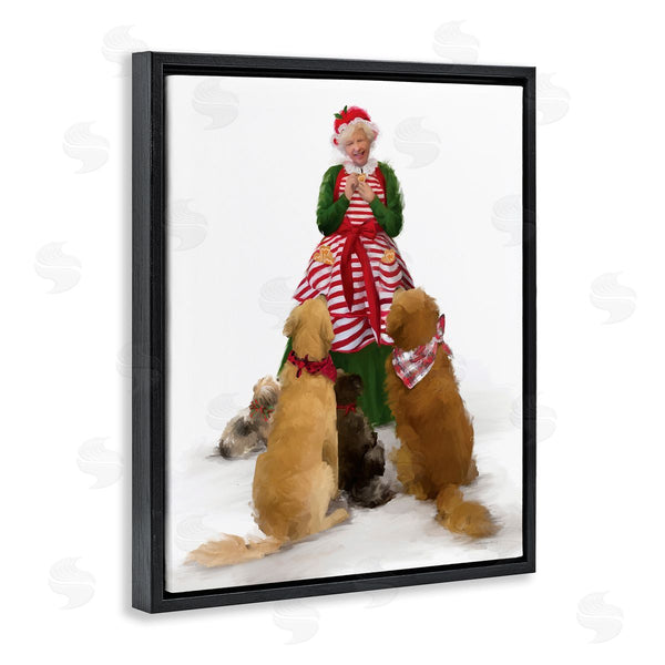 Stupell Industries Kamdon Kreations | Joyful Mrs. Claus & Dogs Holiday Christmas Illustration Wall Art