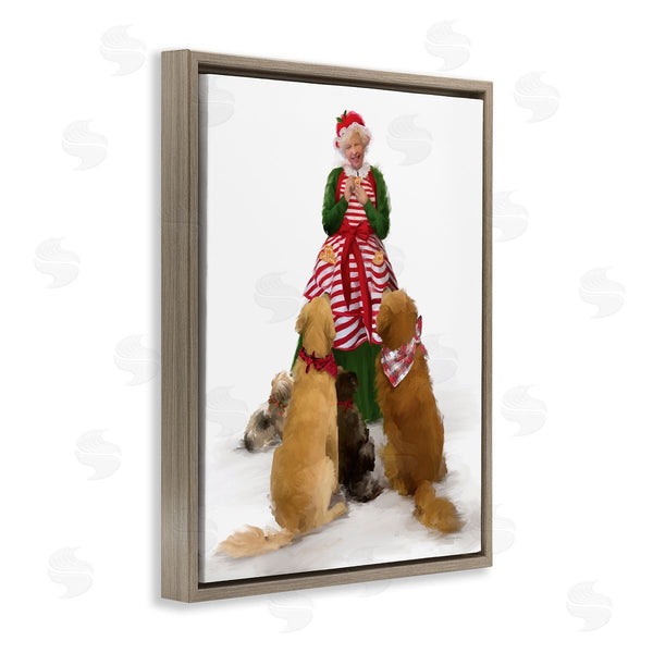 Stupell Industries Kamdon Kreations | Joyful Mrs. Claus & Dogs Holiday Christmas Illustration Wall Art