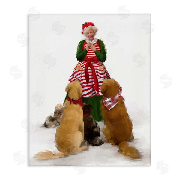 stupell industries Kamdon Kreations | Joyful Mrs. Claus & Dogs Holiday Christmas Illustration Wall Art