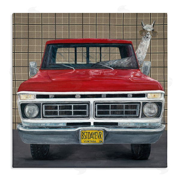 stupell industries Kamdon Kreations | Llama Aviator Sunglasses Red Truck Best Day Ever Wall Art