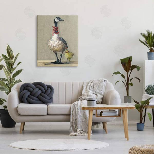 Stupell Industries Kamdon Kreations | Modern Fancy Mama Goose Walking Well Dressed Gosling Wall Art
