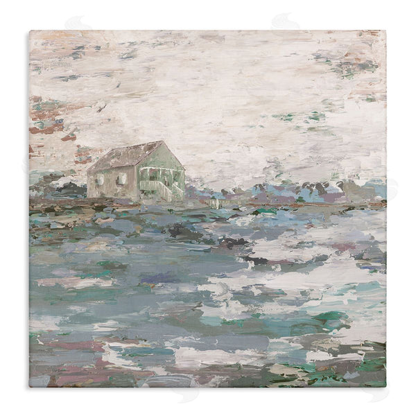 stupell industries Kamdon Kreations | Mysterious Abstract Landscape Lone House Rural Field Wall Art
